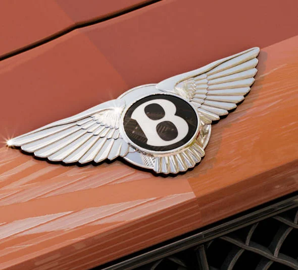 Bentley badge close-up from the campaign.