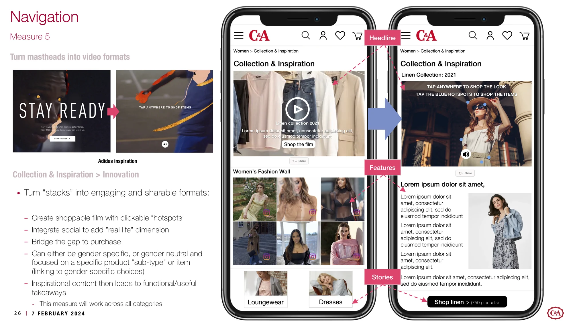 navigation recommendation: connect collection discovery, inspiration and product utility.