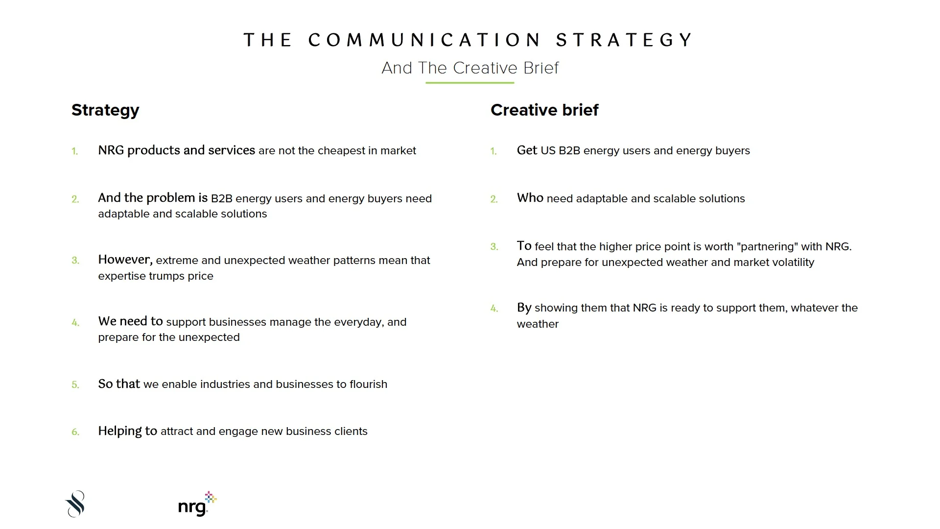 communications strategy and creative brief: translate positioning into work teams can use.